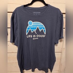 😁Life Is Good Idaho Navy T-Shirt Size Large